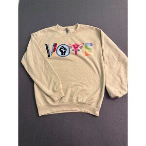 Vote Graphic Beige Gildan Heavy Blend Sweatshirt S 50% Cotton 50% Polyester